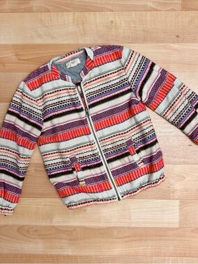 ✨ Peek Kids Woven Stripe Bomber Jacket | Size XS (4/5)